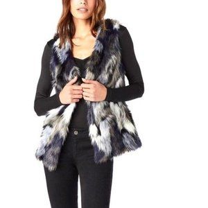 NEW With TAGS Faux FUR VEST White Black Blue